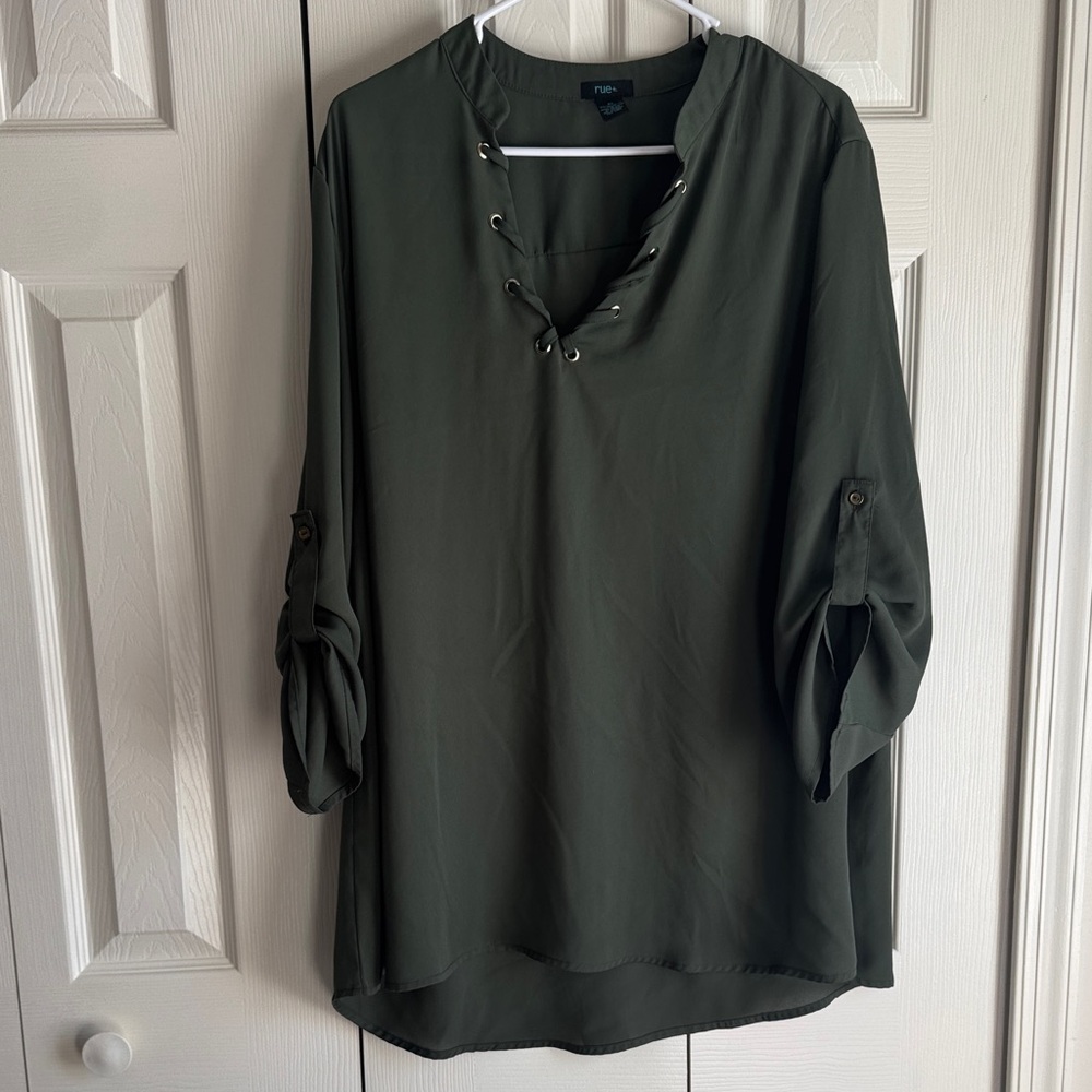 Elegant Olive Lace-Up Tunic